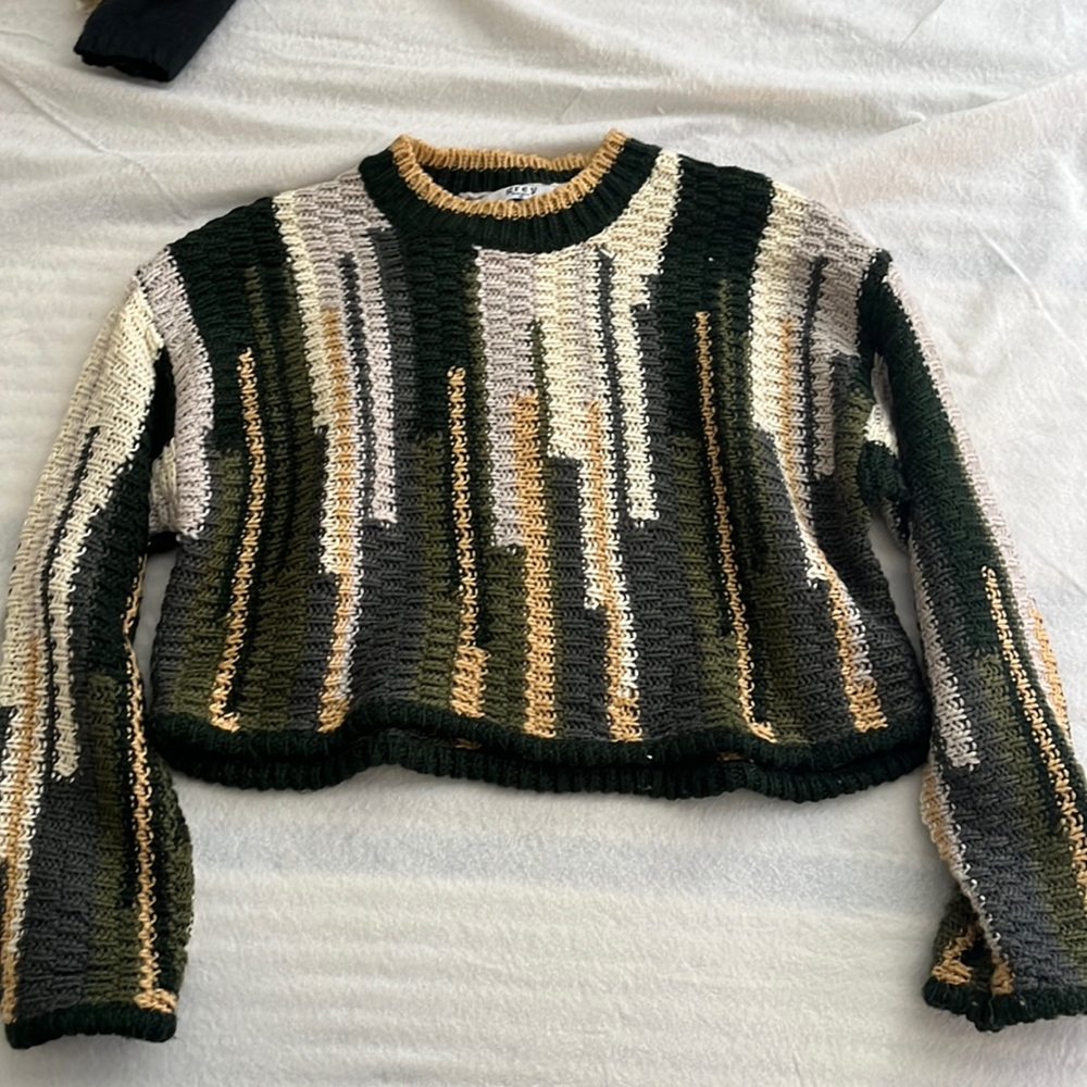 Grey bandit colorful knit sweater